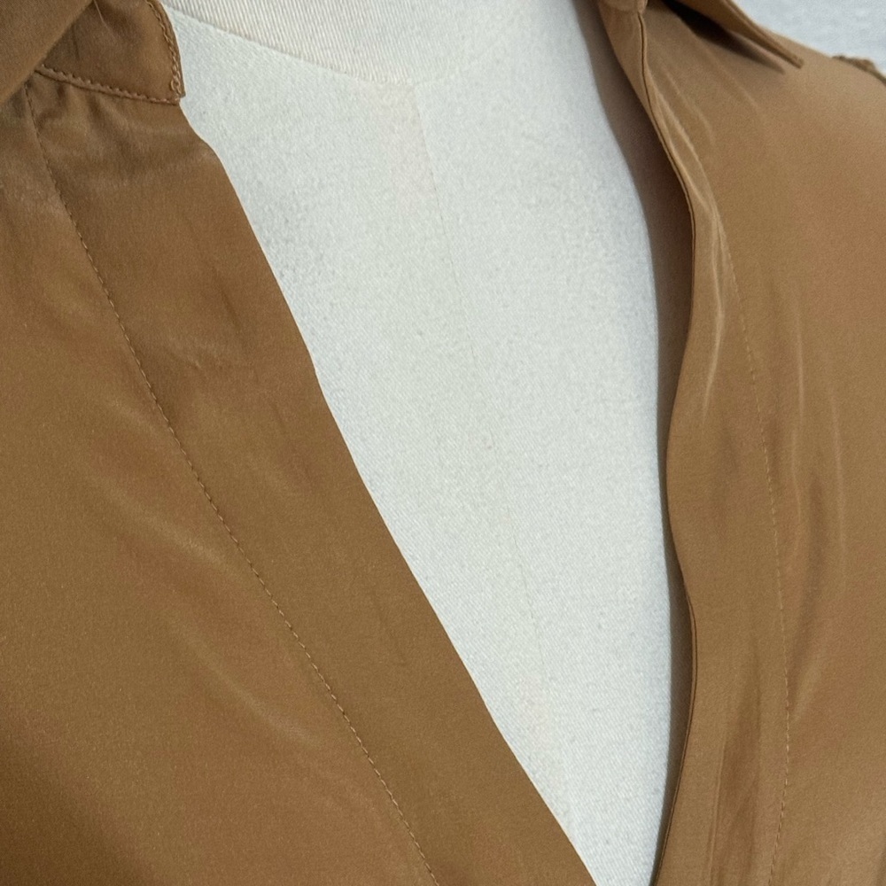GOLD HAWK Shirt 100% Silk Size XS Blouse‎ Top Tan Luxury Business Casual Party - Picture 6 of 10